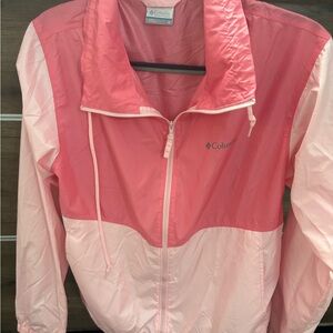 Columbia Women’s Pink Two-Tone Nylon Rain Jacket,Size M